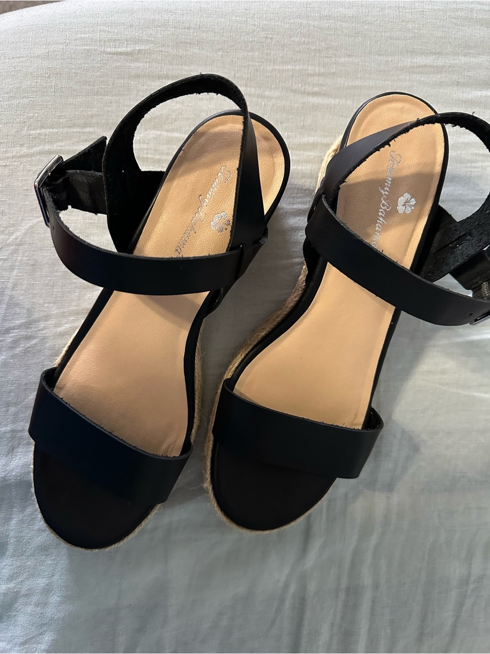 Tommy Bahama Jona Espadrille Wedge Sandals Black Size 9M